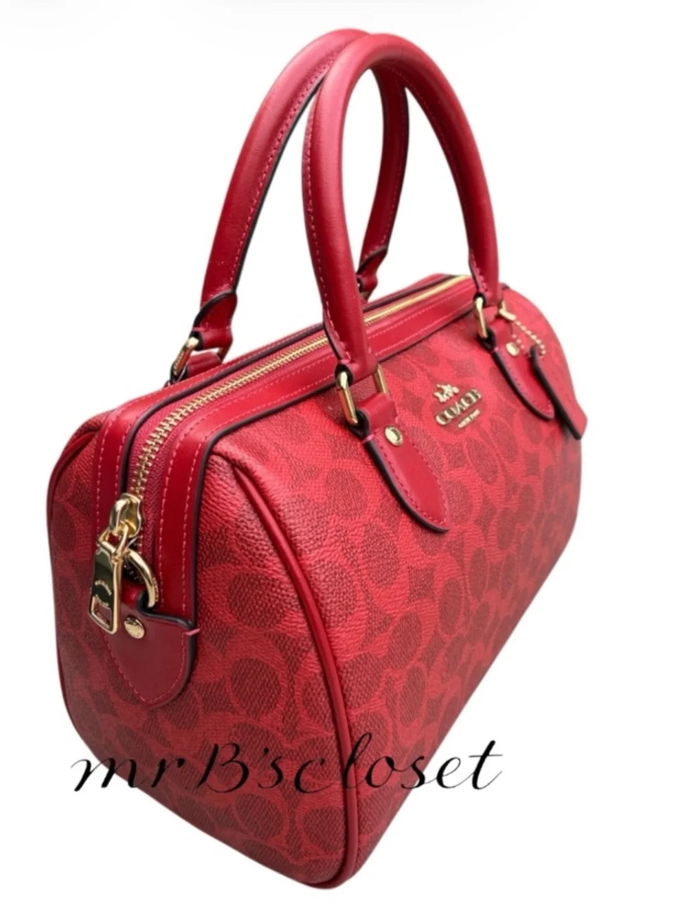 Coach Rowan Satchel Bag In Signature Canvas Crimson Red Purse